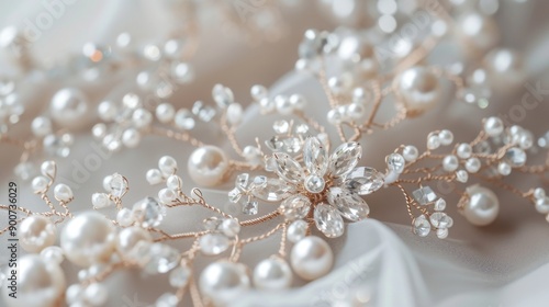 Close-up shot of an elegant wedding hair ornament