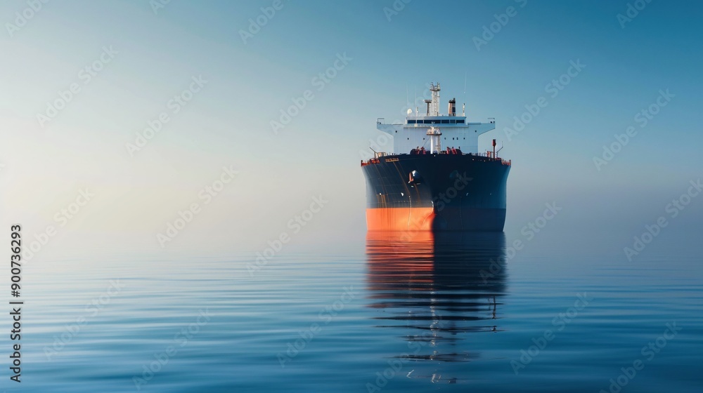 Fototapeta premium A massive oil tanker navigating through calm, open waters under a clear blue sky