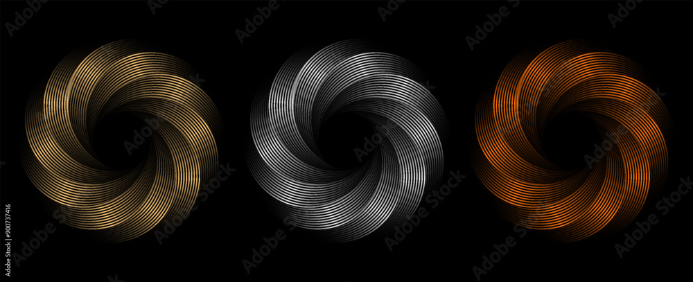 Gold, silver and bronze metal circle frames 3d vector realistic ...