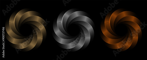 Gold, silver and bronze metal circle frames 3d vector realistic illustration. First, second and third place medals or buttons isolated on white background. Certified. Quality blank, empty badge set.