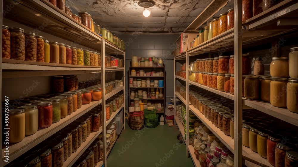 Fototapeta premium cellar full with canned goods