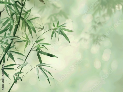 Lush green bamboo forest under soft sunlight