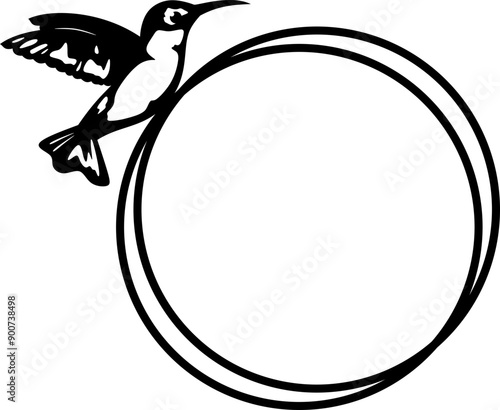Hummingbird Circular Border Vector Graphic