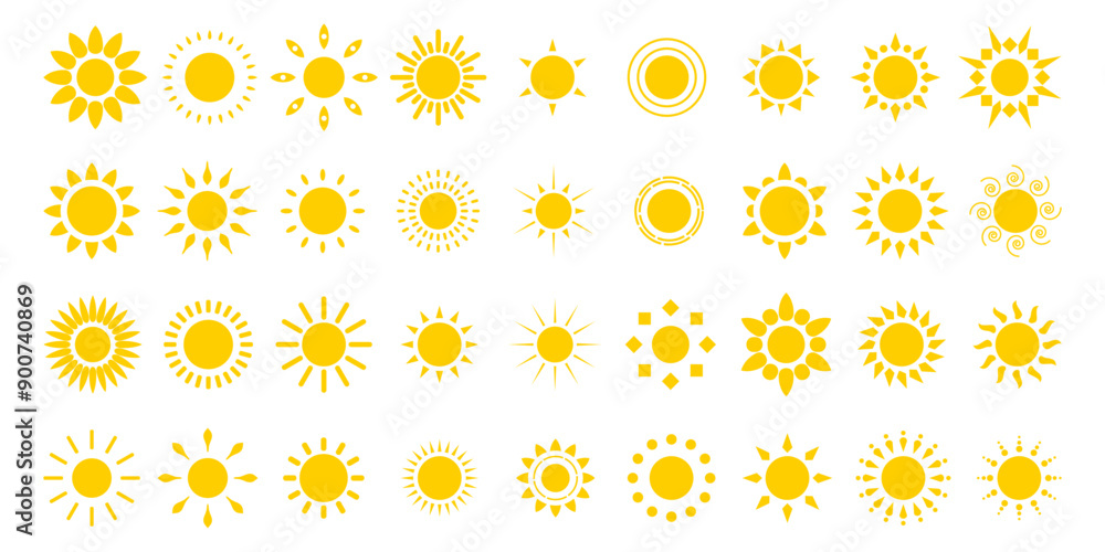 Set of Sun icons vector isolated on white background Set of Sun icons vector isolated on white background