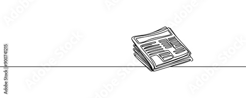 One line drawing of a stack of news newspapers. Vector illustration.