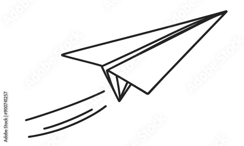 Continuous line paper plane, airplane vector art background. Abstract doodle email, mail plane, travel dream concept air. Business trip Vector abstract illustration flying ship in sky.