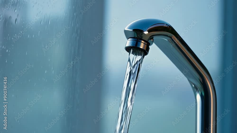 Refreshing Water Flow from Chrome Faucet Refreshing Water Flow from Chrome Faucet