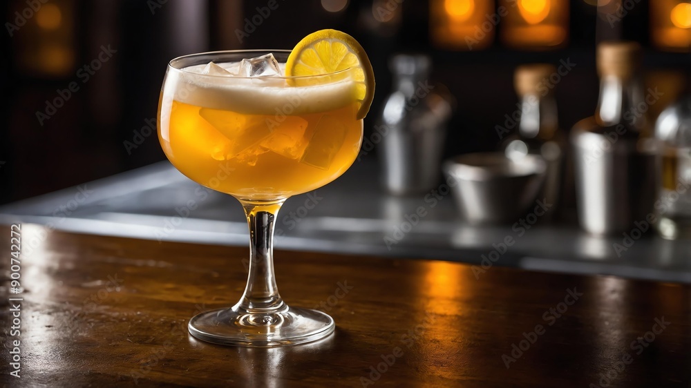 restaurants background with whisky sour cocktail drink restaurants background with whisky sour cocktail drink