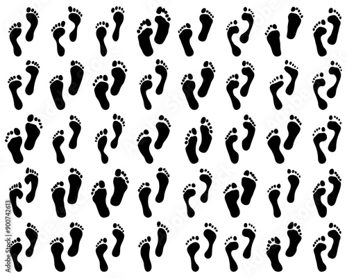 Black footprints on a white background