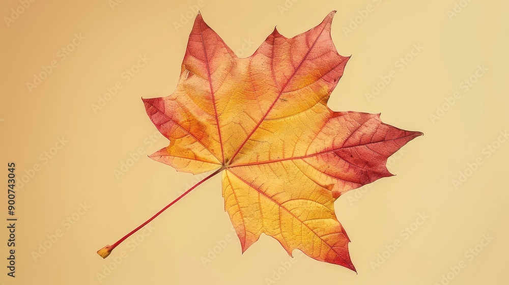 Single autumn leaf on smooth surface Single autumn leaf on smooth surface
