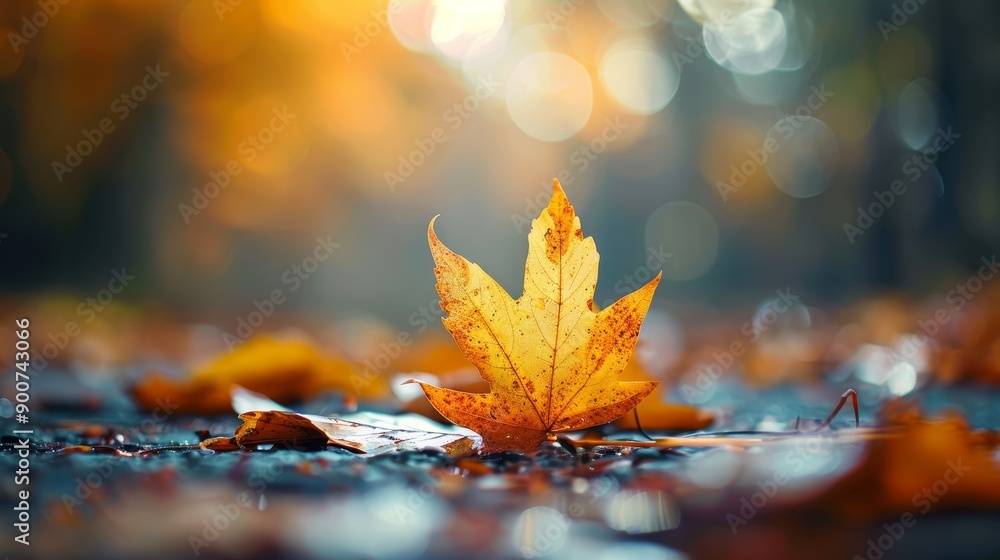 Single autumn leaf on smooth surface Single autumn leaf on smooth surface