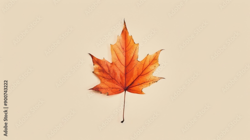 Single autumn leaf on smooth surface Single autumn leaf on smooth surface