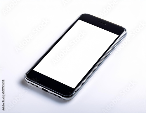 Smartphone with white screen isolated on white.