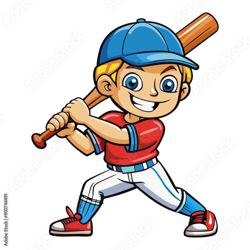 baseball player cartoon vector