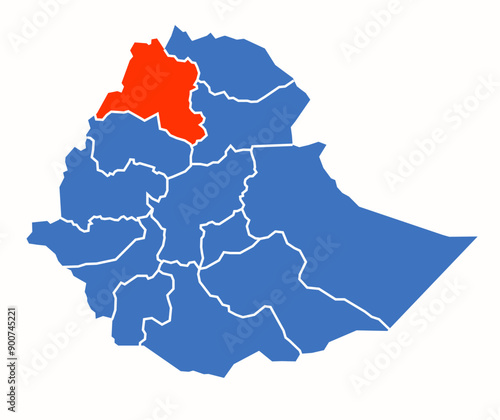 Begmender administrative divisions of the Ethiopia country
