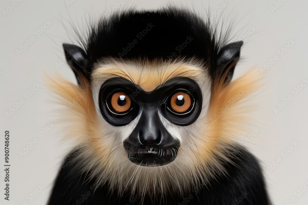 Striking close-up of a black lemur, intense and thoughtful expression, detailed fur texture, bright and clear light, isolated background, fascinating and wild animal. Striking close-up of a black lemur, intense and thoughtful expression, detailed fur texture, bright and clear light, isolated background, fascinating and wild animal.