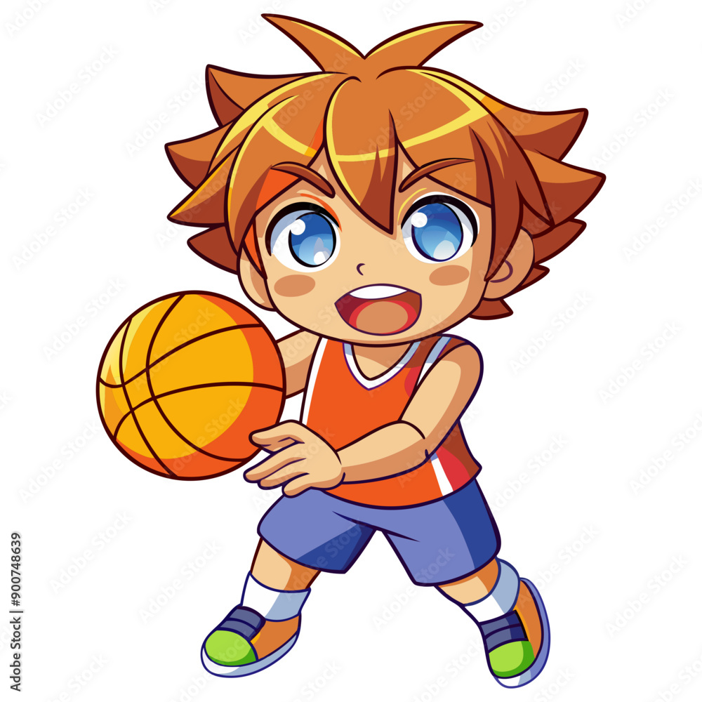 Naklejka premium basketball player cartoon vector