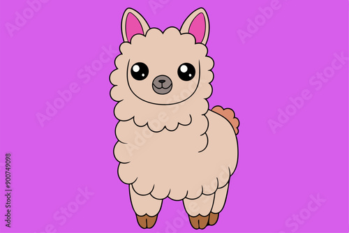 Cute Llama Vector Illustration for Graphic Design Projects High Quality, Detailed, and Versatile Artwork