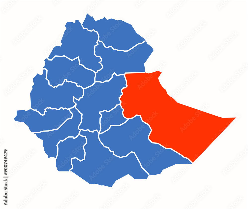Obraz premium Hararghe administrative divisions of the Ethiopia country