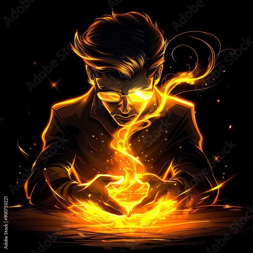 Wallpaper Mural Enchanted Incantation A Magical Illustration of a Spellcaster in a Fantasy Realm Torontodigital.ca