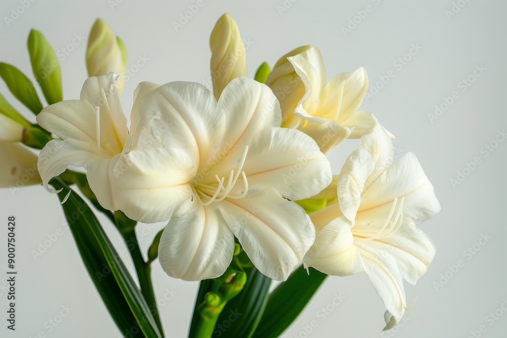 Serene close-up of white lilies, captured in soft light, showcasing their delicate petals and tranquil beauty. Serene close-up of white lilies, captured in soft light, showcasing their delicate petals and tranquil beauty.