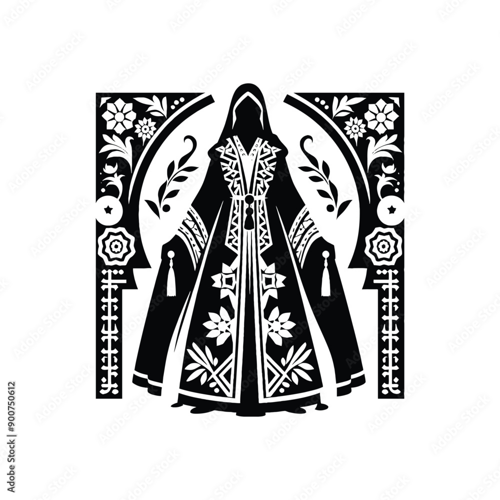woman wear traditional fashion Moroccan djellaba in rich fabrics woman wear traditional fashion Moroccan djellaba in rich fabrics