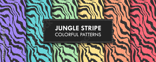 Colorful Jungle Stripes Print Pattern Background Set
