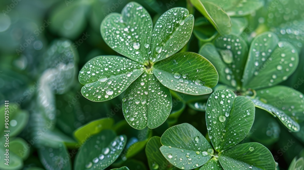 Clover leaf with water droplets Clover leaf with water droplets