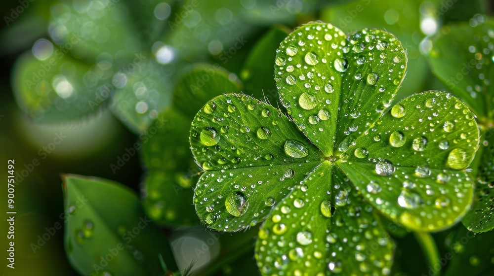 Clover leaf with water droplets Clover leaf with water droplets