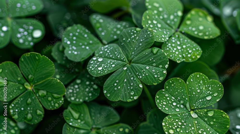Clover leaf with water droplets Clover leaf with water droplets