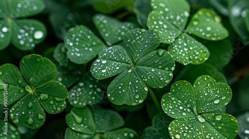 Clover leaf with water droplets