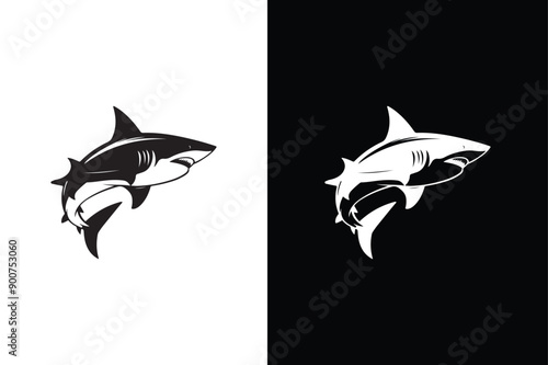 Shark icon silhouette vector illustration. Silhouette of a shark. Vector icon on a black