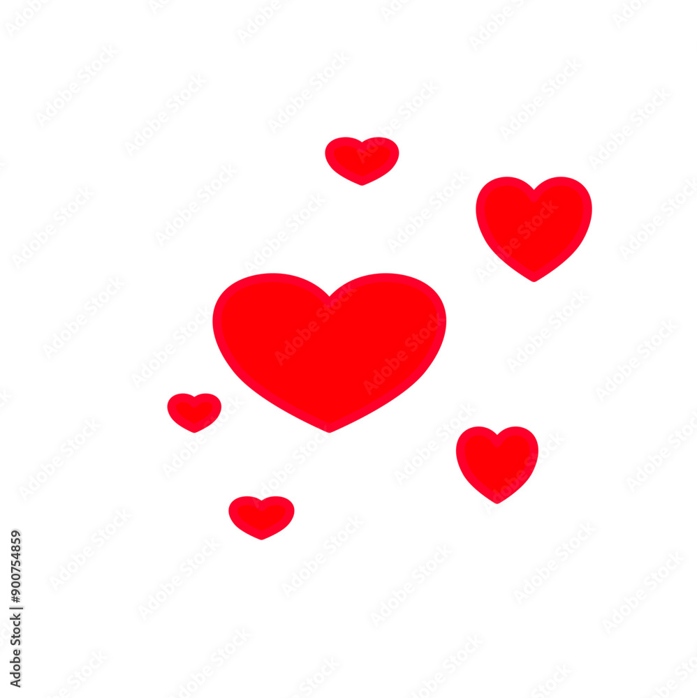 Red heart shapes vector design, Red heart icons vector illustration. Red heart shapes vector design, Red heart icons vector illustration.