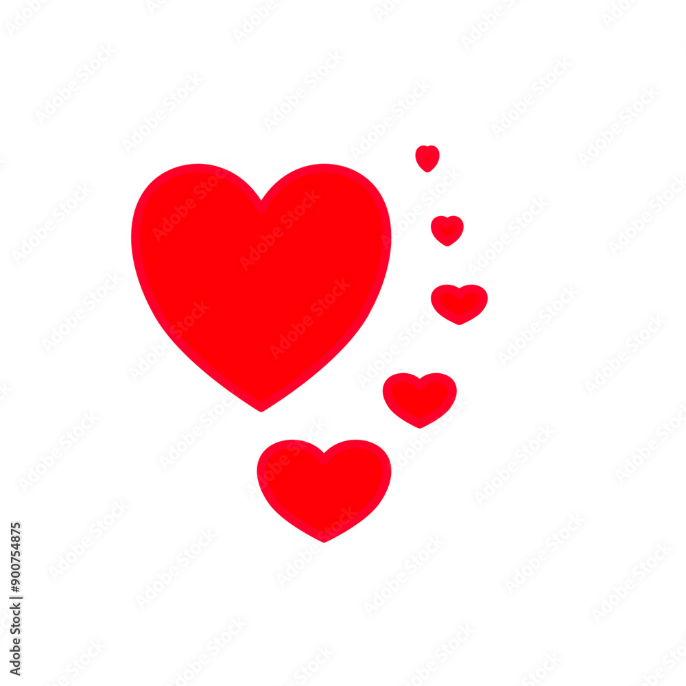 Red heart shapes vector design, Red heart icons vector illustration. Red heart shapes vector design, Red heart icons vector illustration.