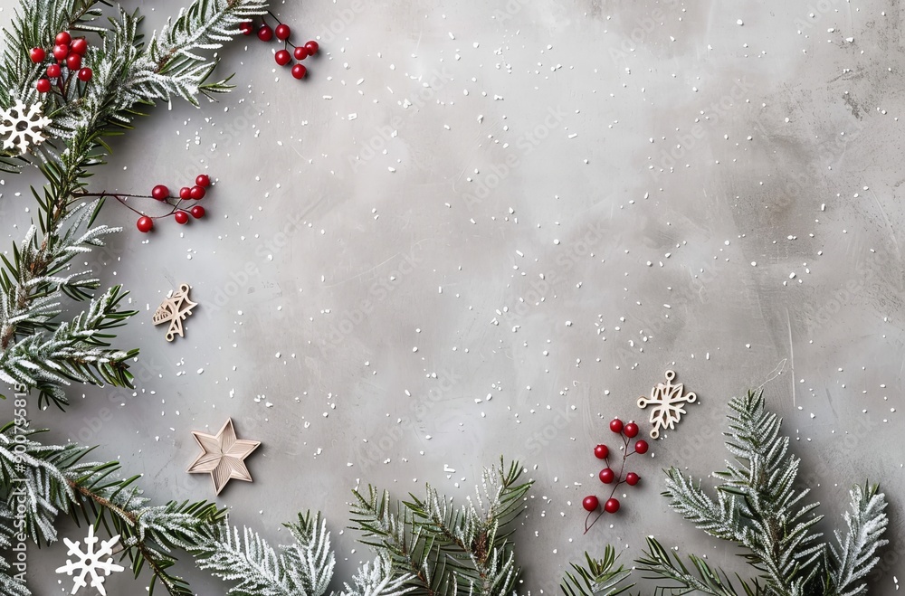 christmas background with fir branches and snowflakes stars and pine Flay lay of beautiful concept christmas background with fir branches and snowflakes stars and pine Flay lay of beautiful concept