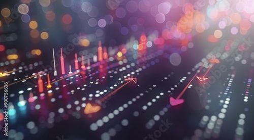 Abstract Background With Upward Arrows and Bokeh Lights