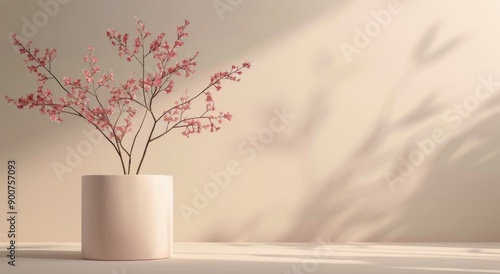 Pink Flowers in White Pot