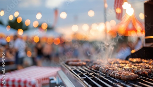 Summer BBQ Grill With Sausage and Friends