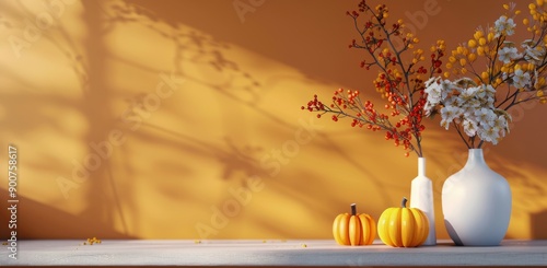 Autumn Pumpkins and Branches