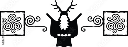 Celtic Triskele Header - Square Ends - Druid Silhouette