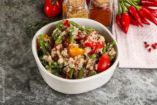 Vegan boiled quinoa with vegetables