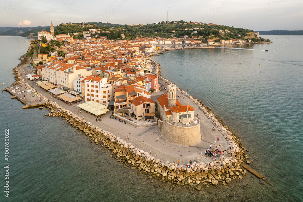 Εκτύπωση καμβά Aerial view of the Piran old town, Slovenia