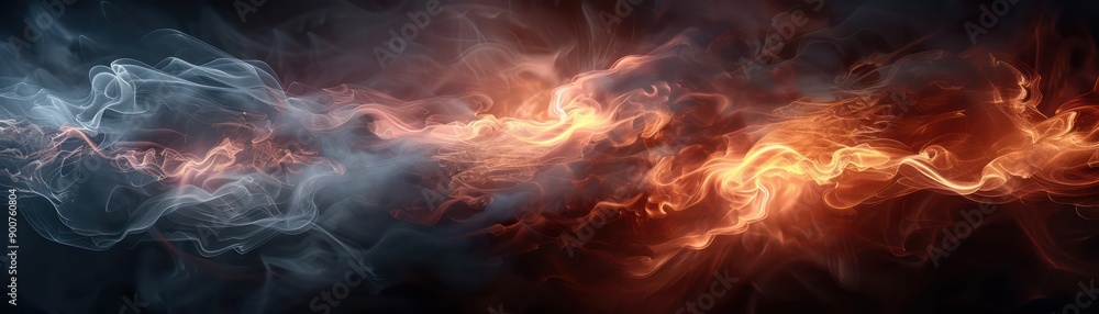 A long, colorful, and swirling line of fire with a blue and orange hue. The fire is depicted as if it is moving through space, and it is a representation of a cosmic event A long, colorful, and swirling line of fire with a blue and orange hue. The fire is depicted as if it is moving through space, and it is a representation of a cosmic event