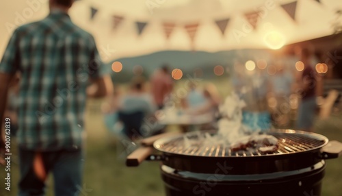 Outdoor Grill Party at Sunset