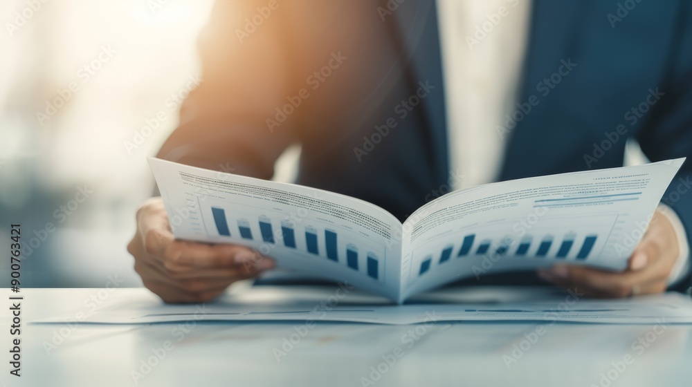 A businessman reading a financial magazine with investment tips and advice, with copy space, high-resolution photo, realistic photo A businessman reading a financial magazine with investment tips and advice, with copy space, high-resolution photo, realistic photo
