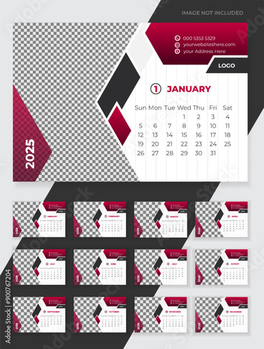 2025 Fashion Sale Calendar Design Template for your company happy new year special every product discount office stationary desk calendar design template