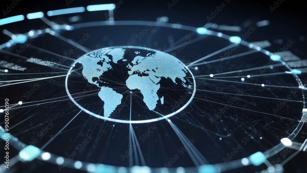 Digital representation of a global network Digital representation of a global network