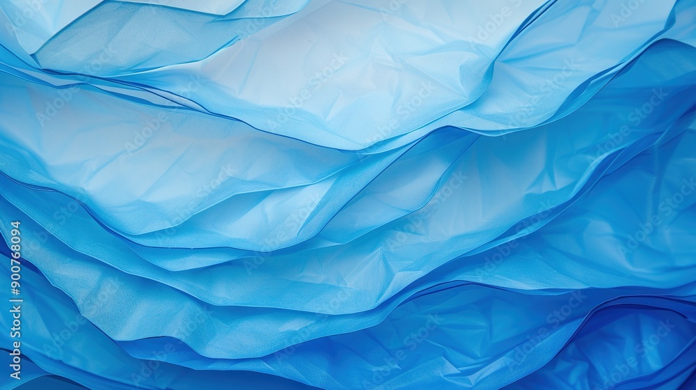 A close-up of blue fabric with wavy lines at the bottom A close-up of blue fabric with wavy lines at the bottom