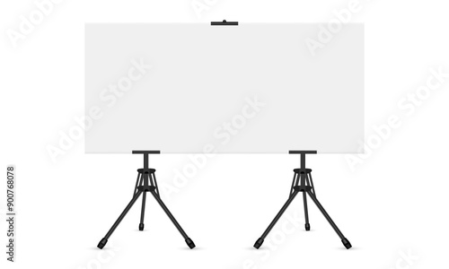 Poster Stand for Display, Double-Side Tripod, Isolated On White Background. Vector Illustration