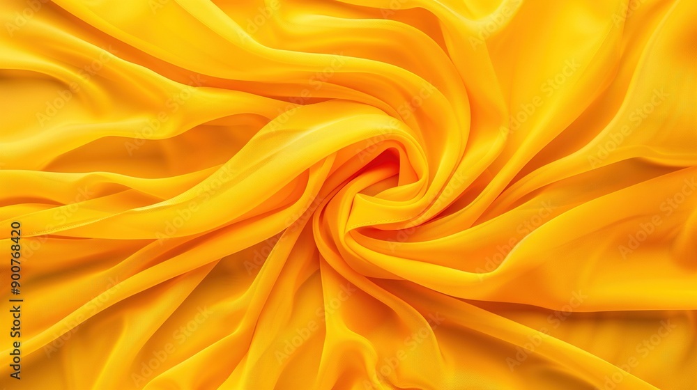Close-up of yellow fabric with many folds on the top and bottom Close-up of yellow fabric with many folds on the top and bottom